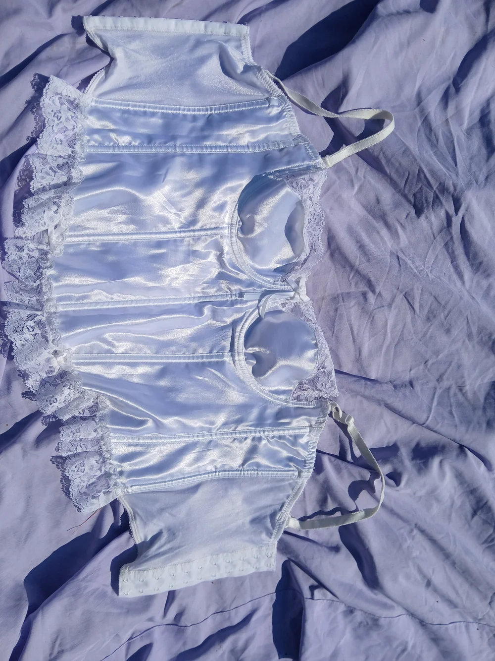 White Satin Lace Bustier Top - Women Intimates